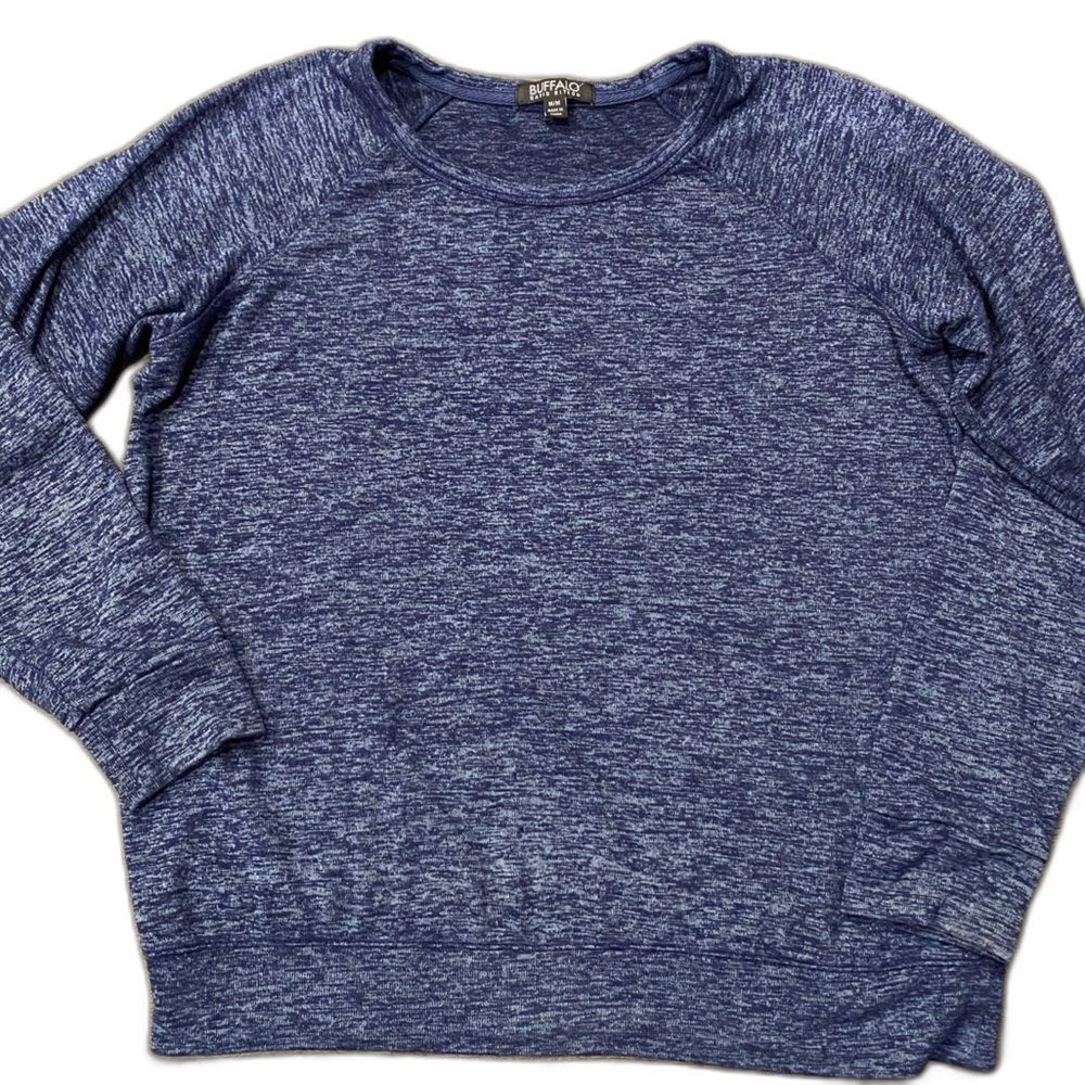 Buffalo David Bitton Heathered Raglan Blue Crewneck Sweater Mens Medium